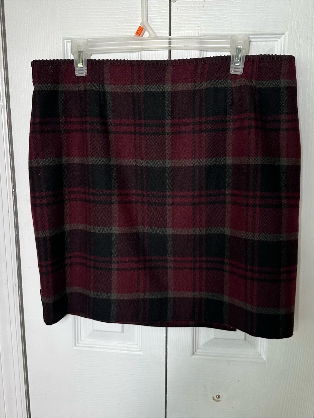 Plaid Burgundy and Black Mini Skirt - Classic A-Line by Woolrich
